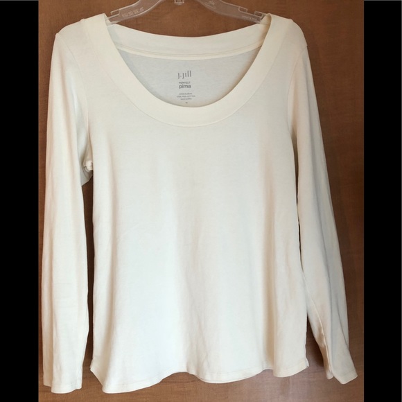 J. Jill Tops J Jill Perfect Pima Long Sleeve White Tee Sz M Poshmark